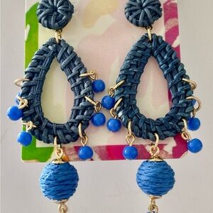 Lilly Pulitzer Royal Blue Woven Teardrop Dangle Earrings